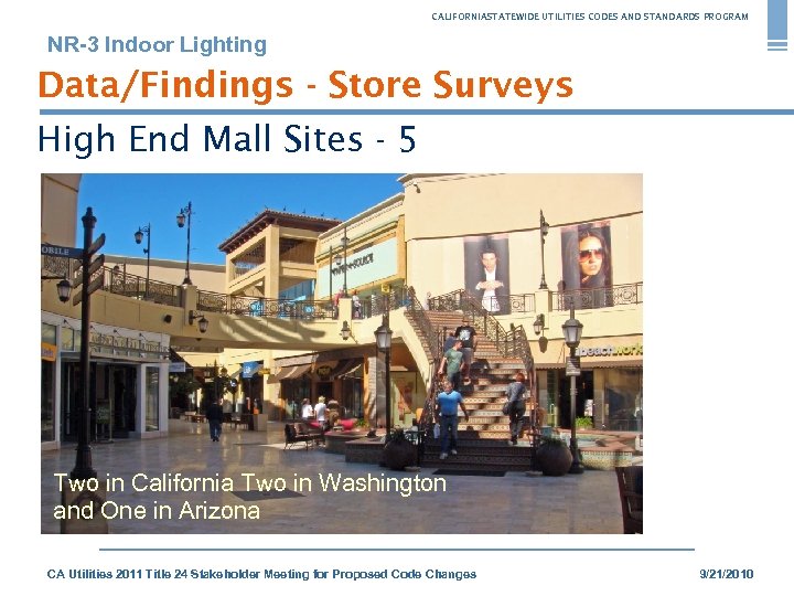 CALIFORNIASTATEWIDE UTILITIES CODES AND STANDARDS PROGRAM NR-3 Indoor Lighting Data/Findings - Store Surveys High