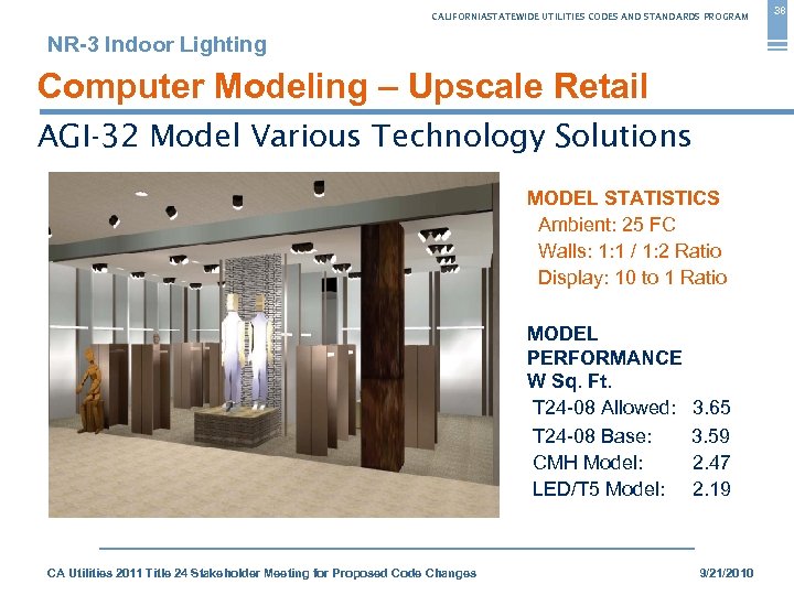 CALIFORNIASTATEWIDE UTILITIES CODES AND STANDARDS PROGRAM NR-3 Indoor Lighting Computer Modeling – Upscale Retail