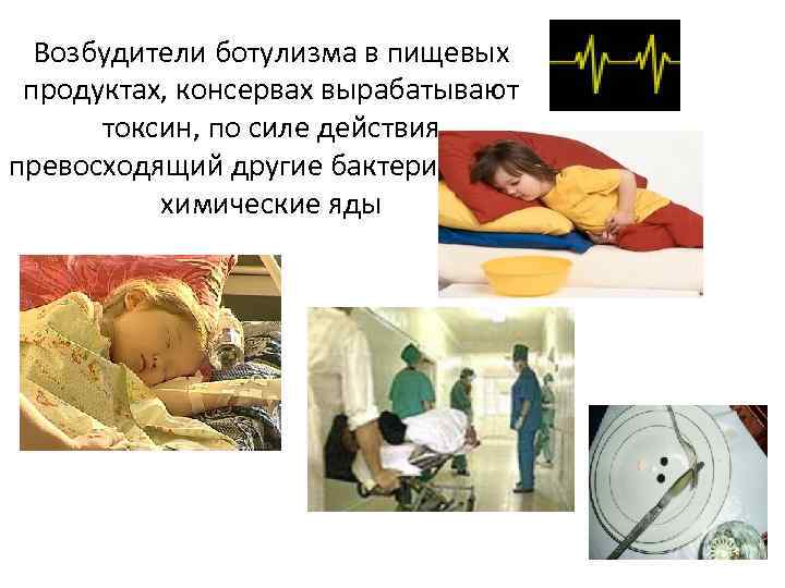 Возбудители ботулизма в пищевых продуктах, консервах вырабатывают токсин, по силе действия превосходящий другие бактерийные