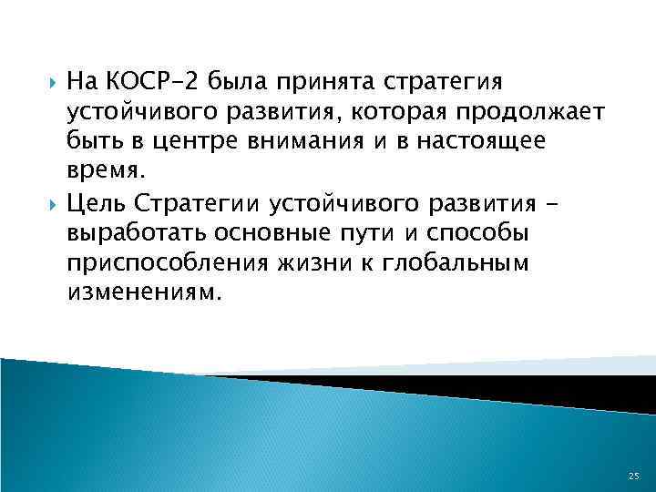  На КОСР-2 была принята стратегия устойчивого развития, которая продолжает быть в центре внимания