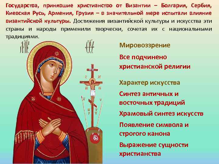 Государства, принявшие христианство от Византии – Болгария, Сербия, Киевская Русь, Армения, Грузия – в