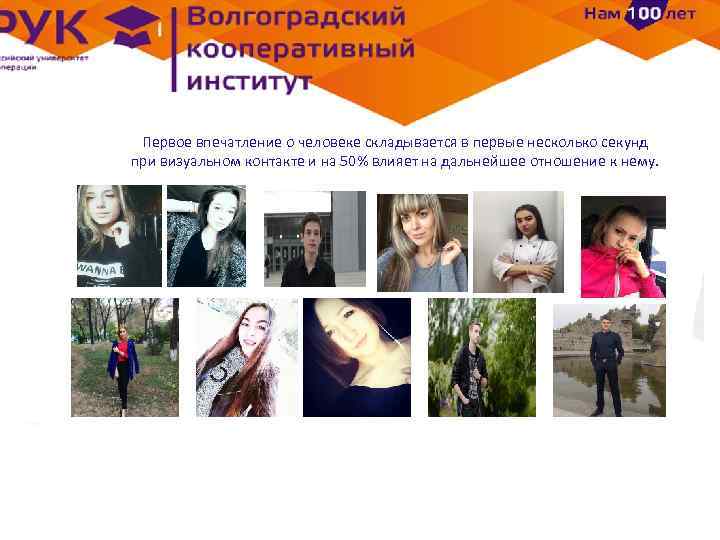 Первое впечатление о человеке складывается в первые несколько секунд при визуальном контакте и на