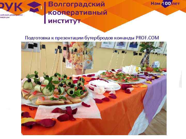 Подготовка к презентации бутербродов команды PROF. COM 