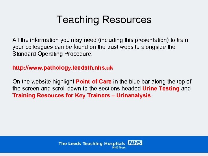 Teaching Resources All the information you may need (including this presentation) to train your