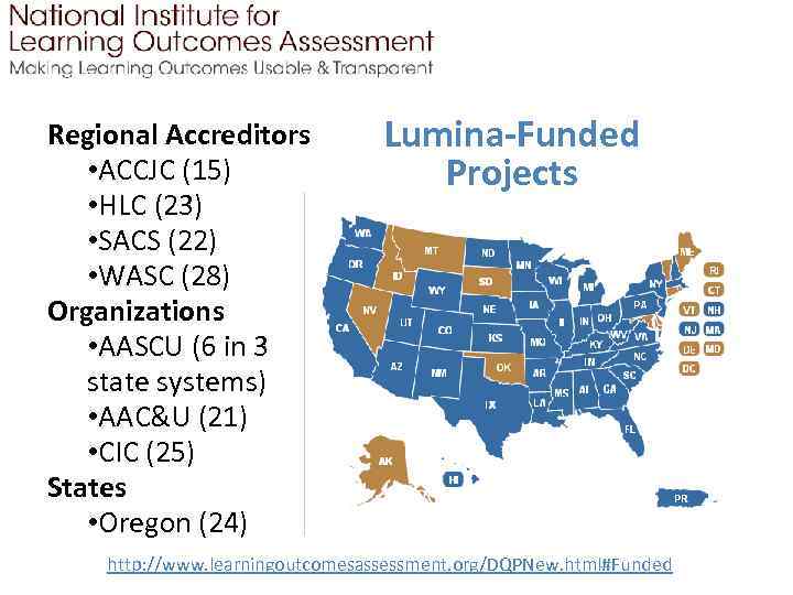 Regional Accreditors • ACCJC (15) • HLC (23) • SACS (22) • WASC (28)