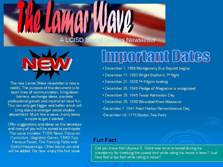 A LCISD Social Studies Newsletter December 1