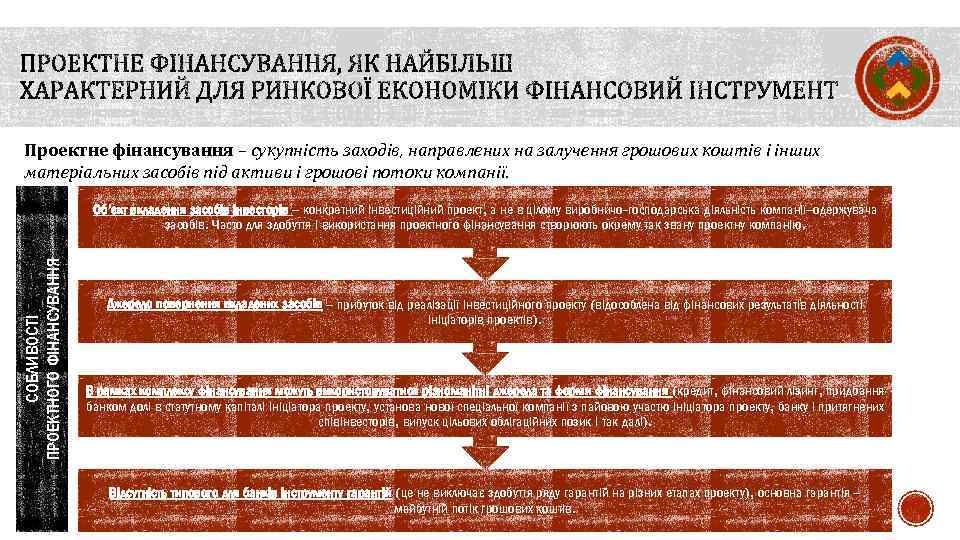 Проектне фінансування – сукупність заходів, направлених на залучення грошових коштів і інших матеріальних засобів