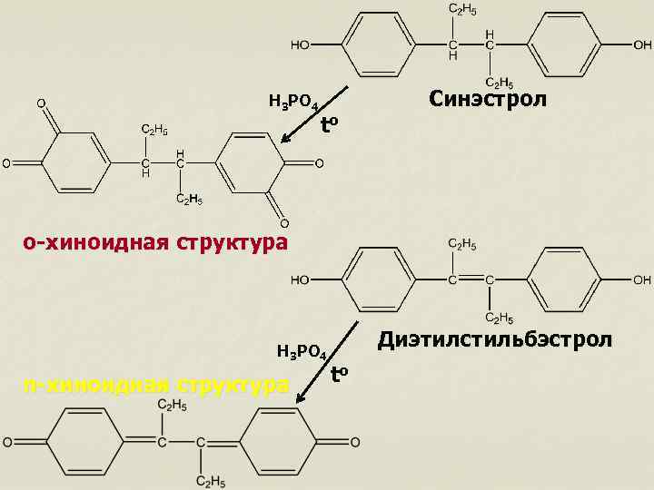 Н 3 РО 4 to Синэстрол о-хиноидная структура Н 3 РО 4 п-хиноидная структура
