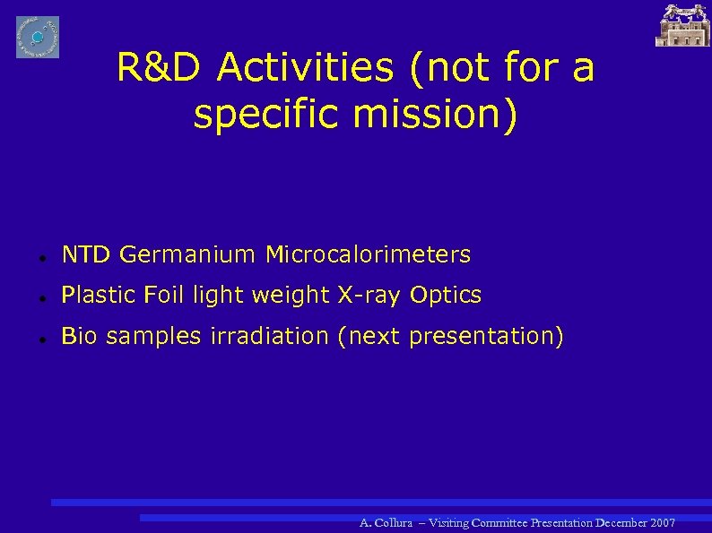 R&D Activities (not for a specific mission) NTD Germanium Microcalorimeters Plastic Foil light weight