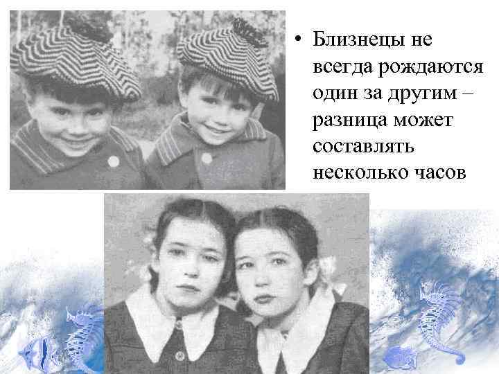  • Близнецы не всегда рождаются один за другим – разница может составлять несколько