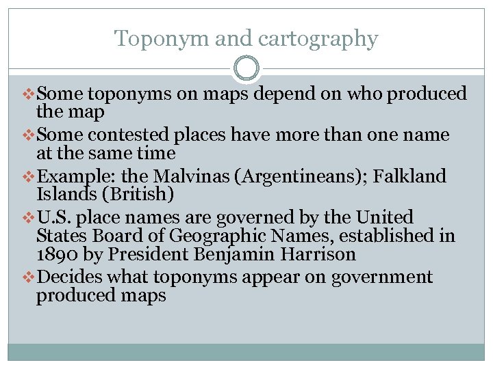 What is a toponym in human geography