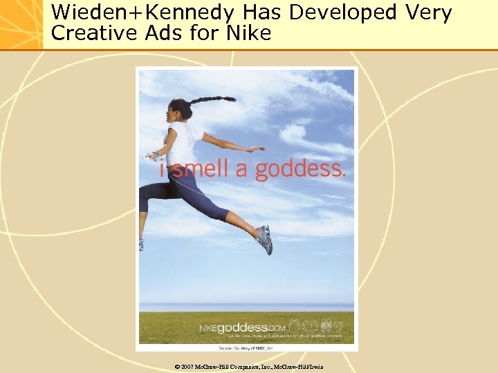 Wieden+Kennedy Has Developed Very Creative Ads for Nike © 2007 Mc. Graw-Hill Companies, Inc.