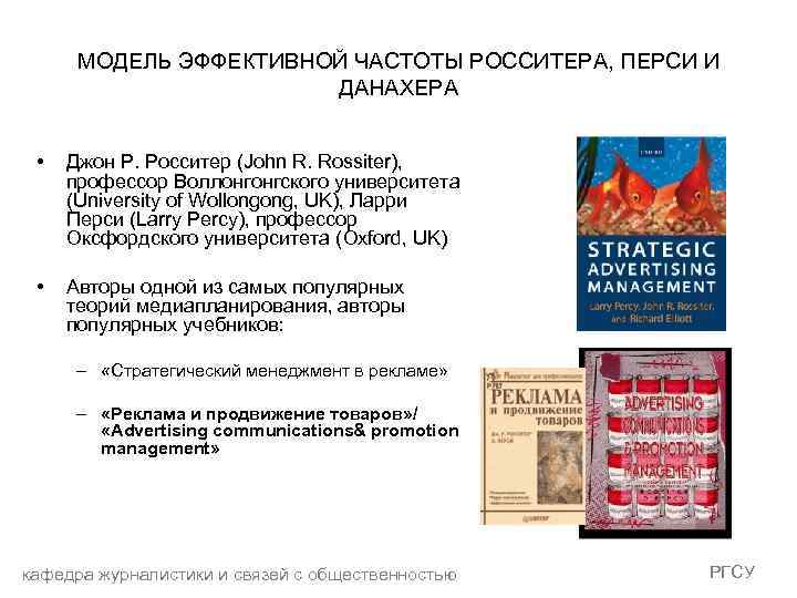 МОДЕЛЬ ЭФФЕКТИВНОЙ ЧАСТОТЫ РОССИTЕРА, ПЕРСИ И ДАНАХЕРА • Джон Р. Росситер (John R. Rossiter),
