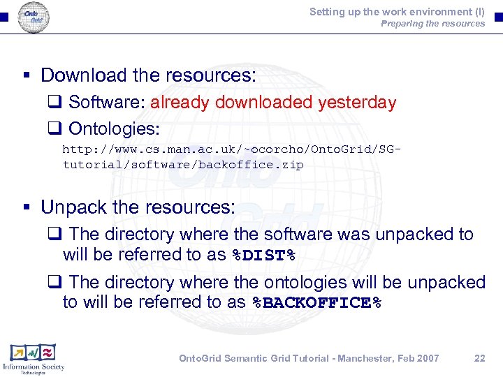 Setting up the work environment (I) Preparing the resources § Download the resources: q
