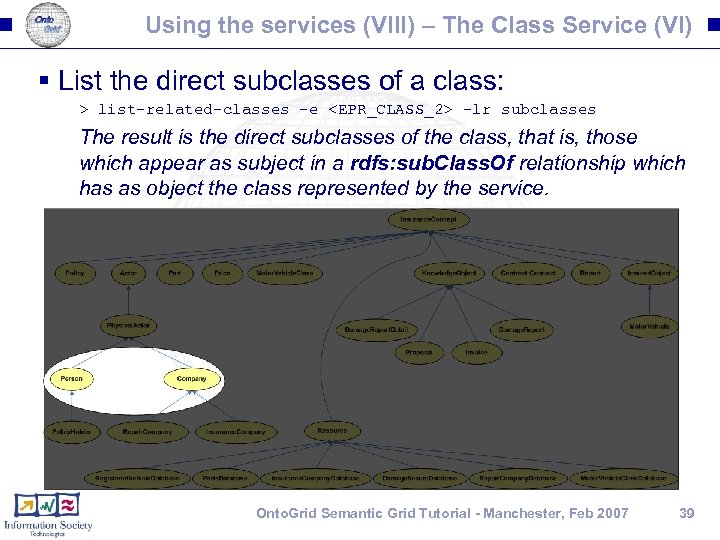 Using the services (VIII) – The Class Service (VI) § List the direct subclasses