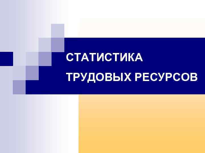 СТАТИСТИКА ТРУДОВЫХ РЕСУРСОВ 