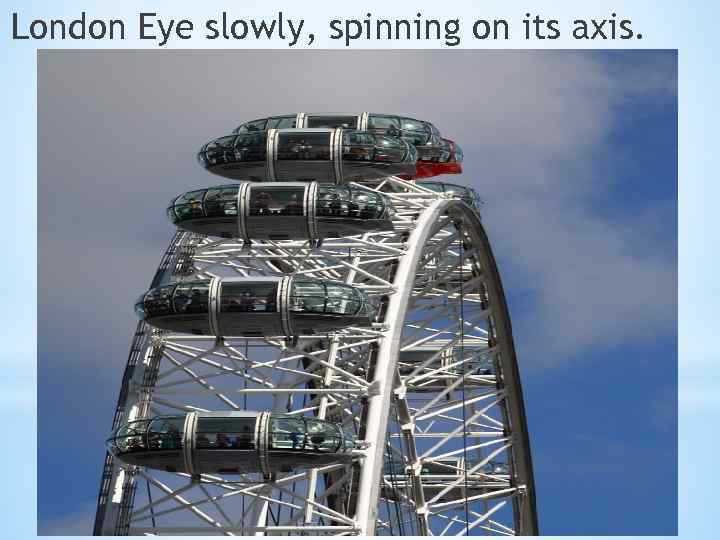 London Eye slowly, spinning on its axis. 