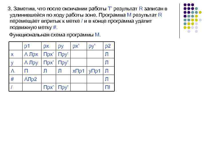 3. Заметим, что после окончании работы T’ результат R записан в удлинившейся по ходу