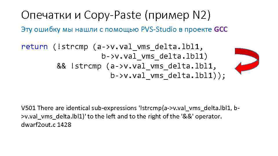 Опечатки и Copy-Paste (пример N 2) Эту ошибку мы нашли с помощью PVS-Studio в