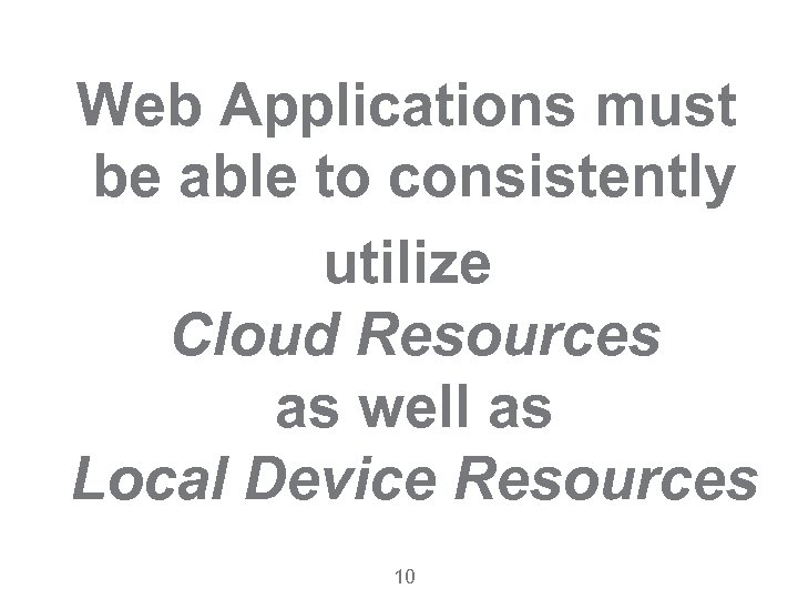 Web Applications must be able to consistently utilize Cloud Resources as well as Local