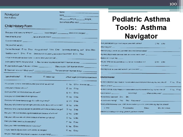 100 Pediatric Asthma Tools: Asthma Navigator 