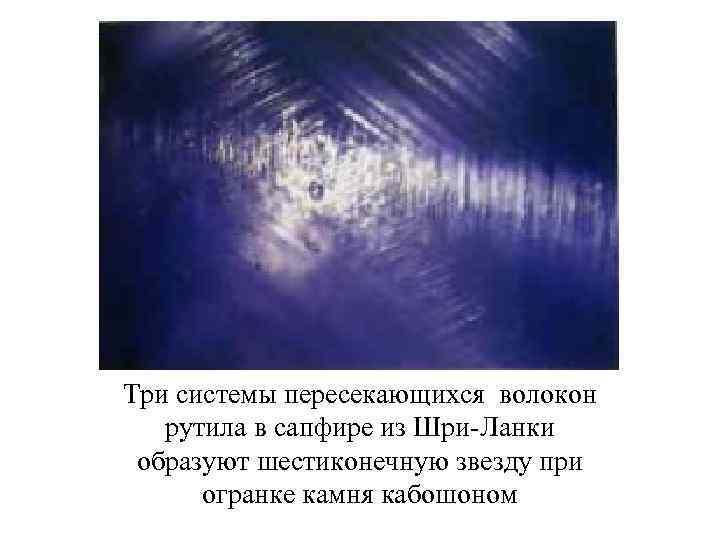 Три системы пересекающихся волокон рутила в сапфире из Шри-Ланки образуют шестиконечную звезду при огранке