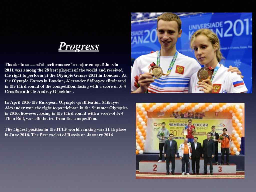 Progress Thanks to successful performance in major competitions in 2011 was among the 28