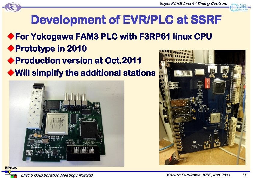 Super. KEKB Event / Timing Controls Development of EVR/PLC at SSRF u For Yokogawa