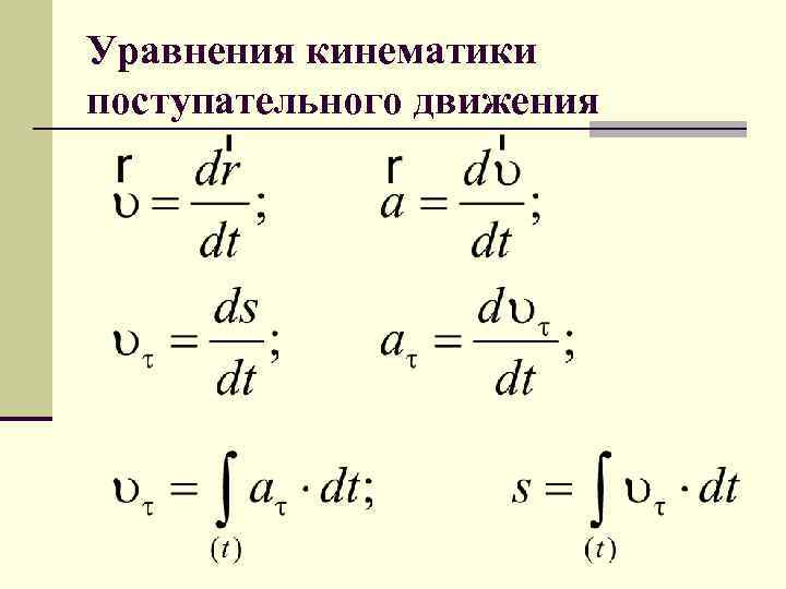 Законы кинематики. Кинематические уравнения поступательного движения. Кинематические характеристики поступательного движения. Кинематический закон равномерного поступательного движения. Основные уравнения кинематики.