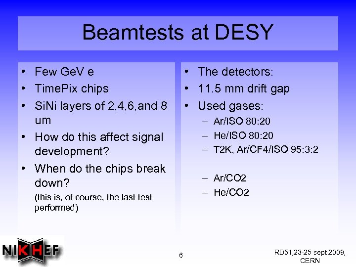 Beamtests at DESY • Few Ge. V e • Time. Pix chips • Si.