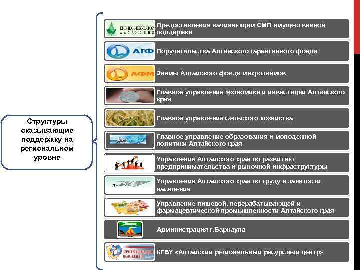 Предоставление начинающим СМП имущественной поддержки Поручительства Алтайского гарантийного фонда Займы Алтайского фонда микрозаймов Главное