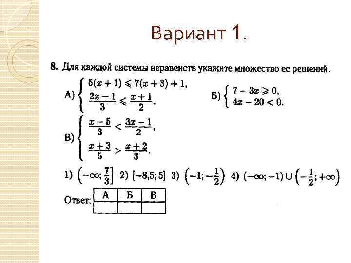 Составить 6 неравенств используя