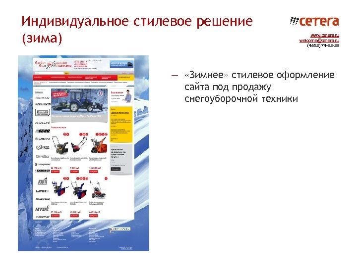 Индивидуальное стилевое решение (зима) www. cetera. ru welcome@cetera. ru (4852) 74 -92 -29 —