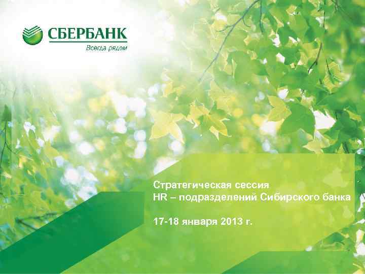 Стратегическая сессия HR – подразделений Сибирского банка 17 -18 января 2013 г. 1 