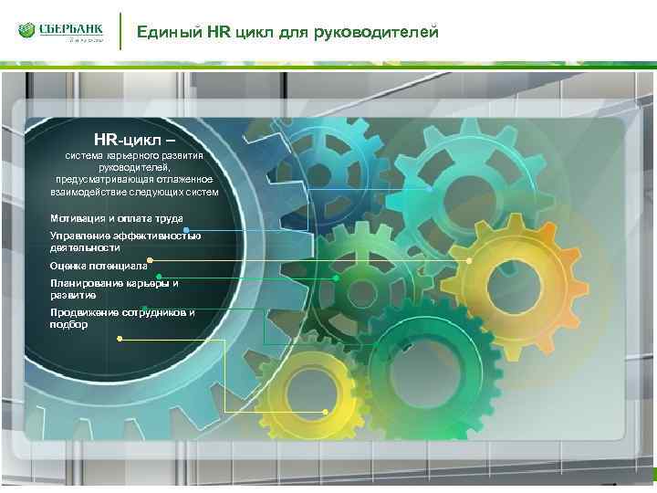 Единый HR цикл для руководителей HR-цикл – система карьерного развития руководителей, предусматривающая отлаженное взаимодействие