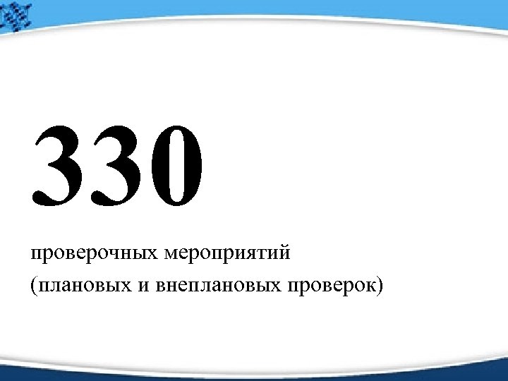 330 проверочных мероприятий (плановых и внеплановых проверок) 
