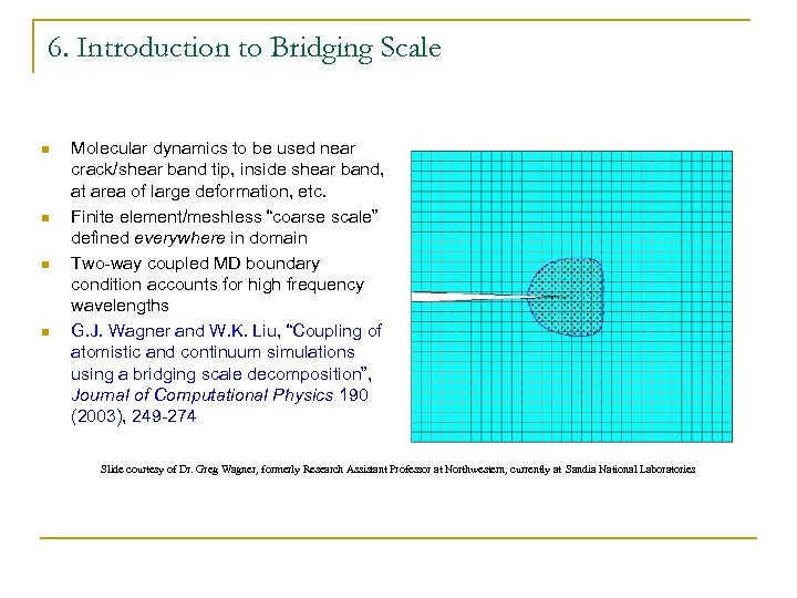 6. Introduction to Bridging Scale n n Molecular dynamics to be used near crack/shear
