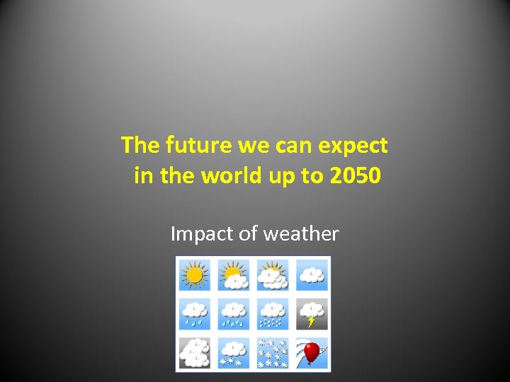 The future we can expect in the world up to 2050 Impact of weather