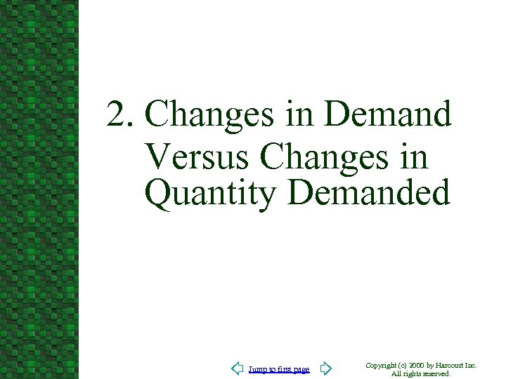 2. Changes in Demand Versus Changes in Quantity Demanded Jump to first page Copyright