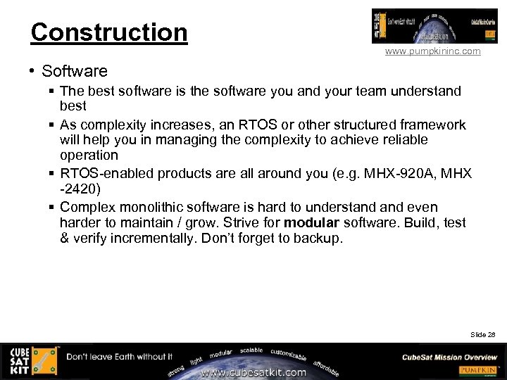 Construction www. pumpkininc. com • Software § The best software is the software you