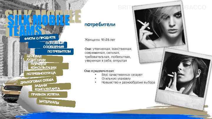 SILKMOBILE SILK MOBILE TEAMS ФАКТЫ О ПРОДУКТЕ ОСНОВНЫЕ СООБЩЕНИЯ ПОТРЕБИТЕЛИ ЦЕЛЕВАЯ АУДИТОРИЯ ПОРЯДОК КОНСУЛЬТАЦИИ
