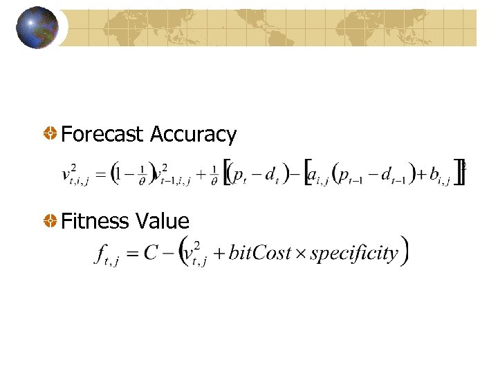 Forecast Accuracy Fitness Value 