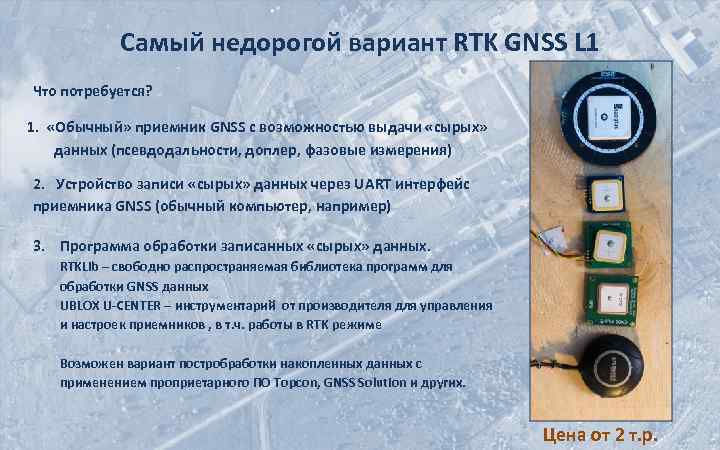 Самый недорогой вариант RTK GNSS L 1 Что потребуется? 1. «Обычный» приемник GNSS с