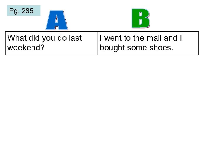 Pg. 285 What did you do last weekend? I went to the mall and