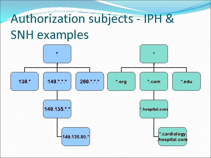 Authorization subjects - IPH & SNH examples * 130. * * 149. *. *.