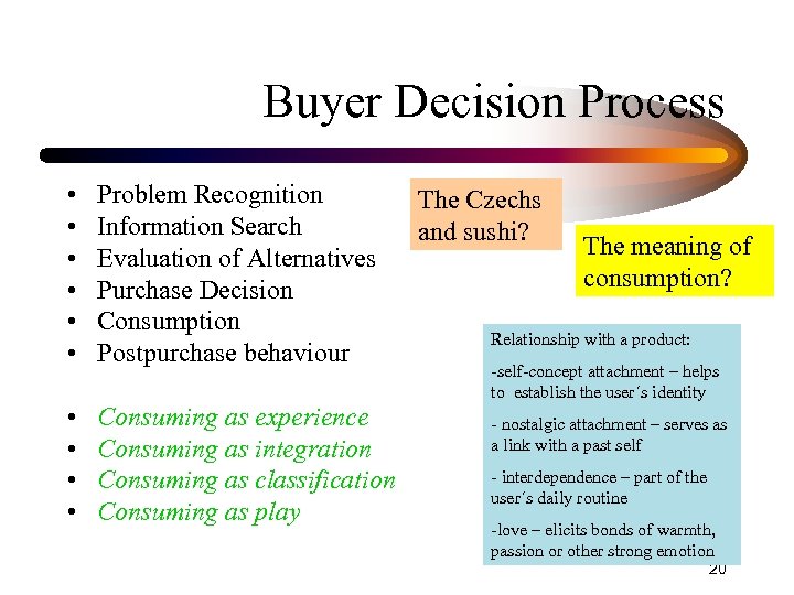 Buyer Decision Process • • • Problem Recognition Information Search Evaluation of Alternatives Purchase