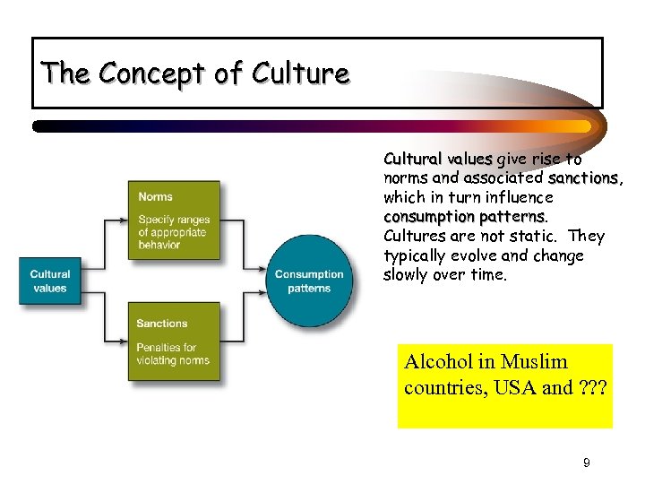 The Concept of Culture Cultural values give rise to norms and associated sanctions, sanctions