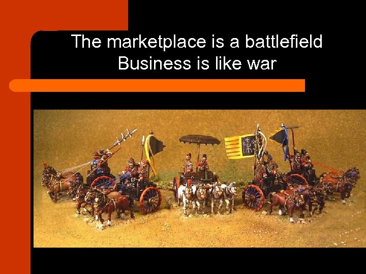 The marketplace is a battlefield Business is like war 