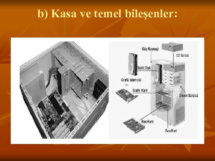 b) Kasa ve temel bileşenler: 