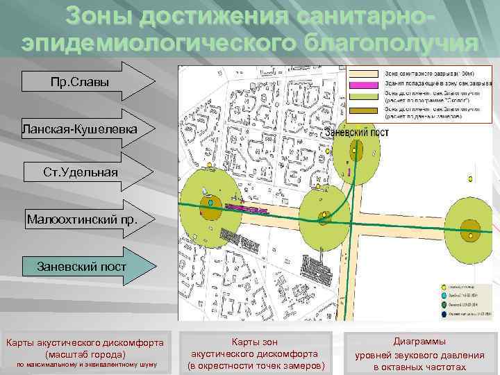 Зоны достижения санитарноэпидемиологического благополучия Пр. Славы Ланская-Кушелевка Ст. Удельная Малоохтинский пр. Заневский пост Карты